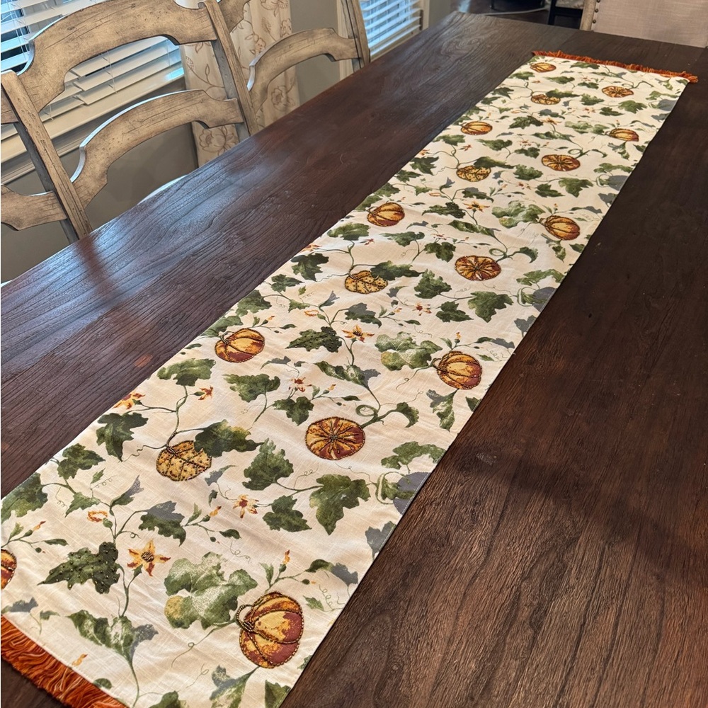 Fall Floral Table Runner with Orange Accents